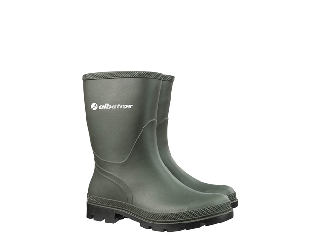 Albatros 593080 THE RANCHER PVC-Stiefel grün,47 THE RANCHER ist zertifiziert nach DIN ISO 20347:2012 OB E SRA und erfüllt die Anforderungen der Rutschhemmung Kat. SRC. Die rutschfeste, PVC-profilierte Laufsohle ist bedingt beständig gegen Öl, Benzin, Fett