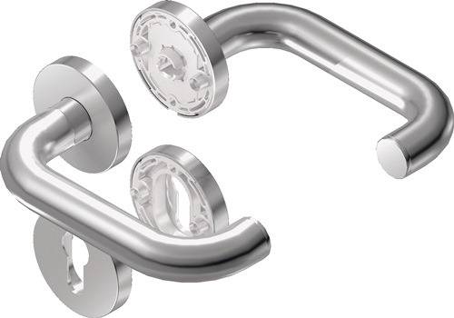 BKS B-70000-00-0-8 Rosettengarnitur Rondo H1.0 Edelstahl EST U-Form PZ DIN links