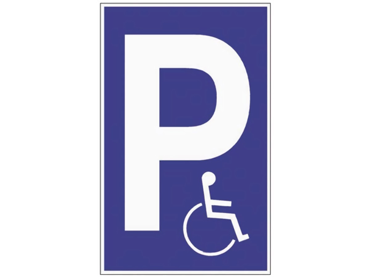 Parkplatzbeschilderung Parken für Behinderte L250xB400 mm Kunststoff blau/weiß