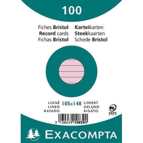 Exacompta Karteikarte 10839SE DIN A6 liniert rosa 100 St./Pack.