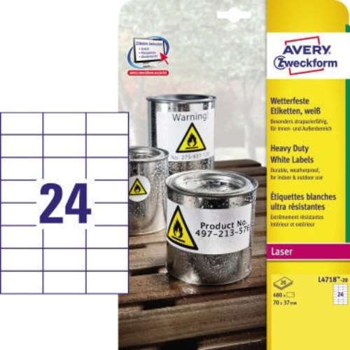 Avery Zweckform Etikett L4718-20 70x37mm ws 480 St./Pack.