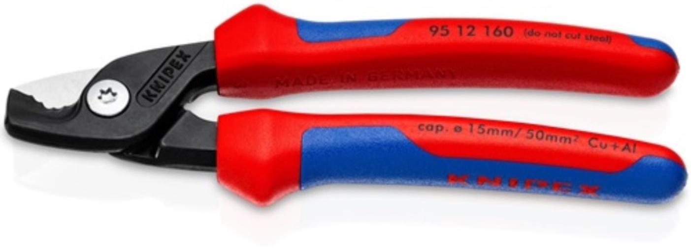 KNIPEX 95 12 160 Kabelschere  Länge 160 mm  Mehrkomponenten-Hüllen