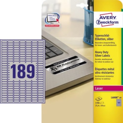 Avery Zweckform Typenschildetikett L6008-20 25,4x10mm 3.780 St./Pack.