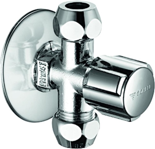 SCHELL 049910699 Eckventil COMFORT 1/2Zoll chrom mit 2 Abgängen 3/8Zoll