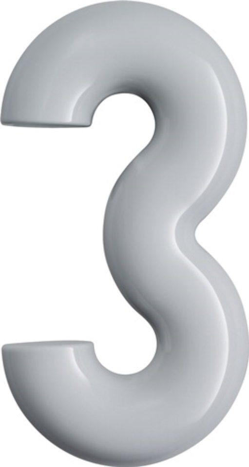 HEWI 702.165.3 90 Hausnummer Ziffer 3 Spezial-Polyamid 90 tiefschwarz 165 mm D.