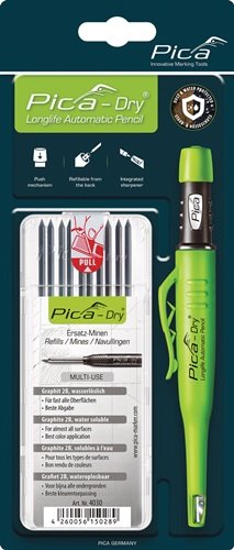 PICA 30403 Bau-/Tieflochmarker Pica-Dry Farbe graphit  + Minenset 4000 871 853