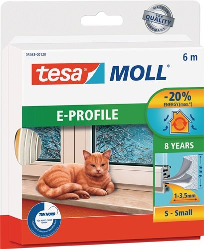 TESA 05463-00120-00 Fenster-/Türmoll tesamoll® 5463 B9mmxH4mmxL6m weiß