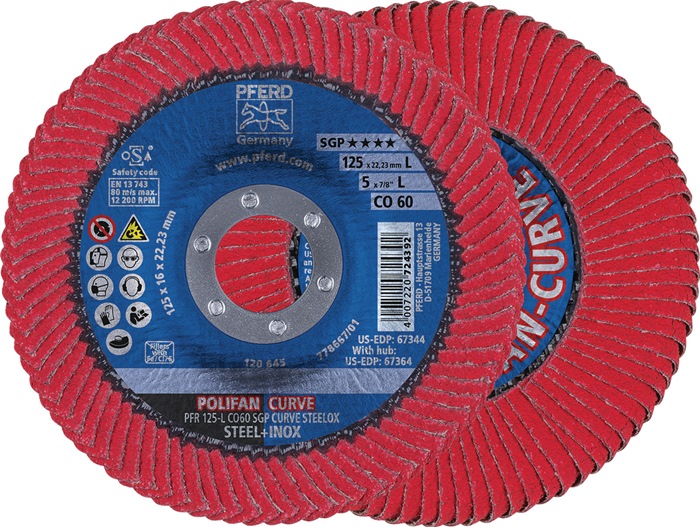 PFERD TOOLS 67689066 Fächerscheibe POLIFAN CO SGP CURVE STEELOX Ø 125 mm Körnung