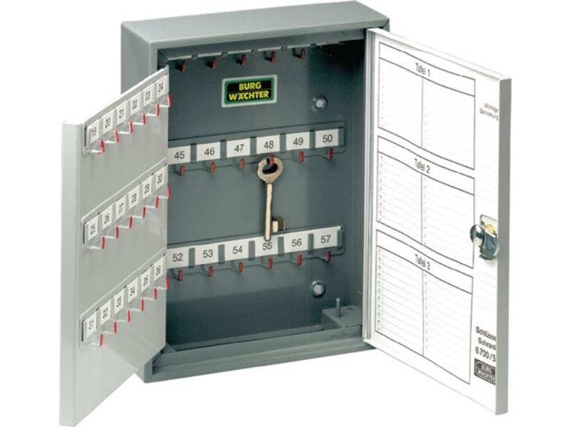 BURG-WÄCHTER 13430 Schlüsselschrank 6700/108 R H380xB285xT105mm2-türig mit Zylin