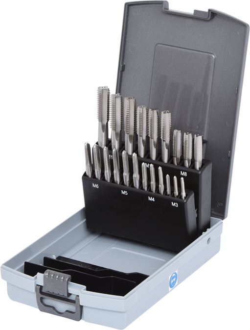 KS Tools 336.0641 HSS Handgewindebohrer-Satz M, Kunststoffkassette 21-tlg.M3-M12
