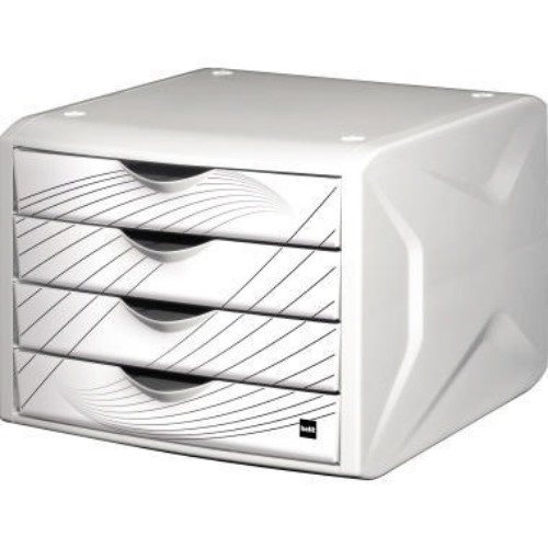 Helit Schubladenbox Chameleon H6129505 4Schübe A4/C4 white queen