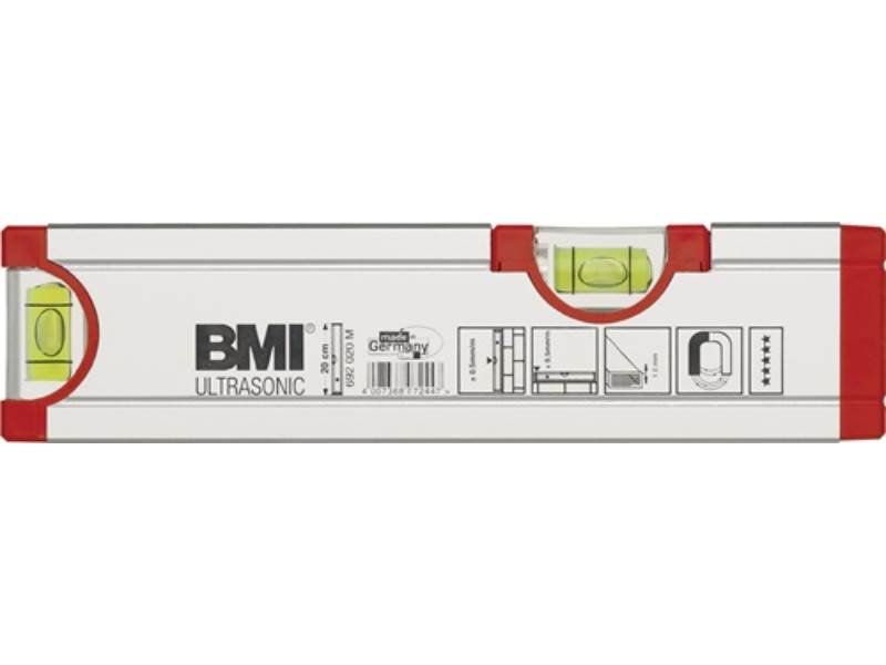 BMI 692020M Wasserwaage ULTRASONIC 20 cm Aluminium silber ± 0,5mm/m mit Magnet