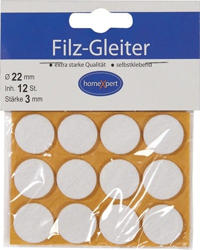 522201 Filzgleiter  22 mm Filz weiß selbstklebend