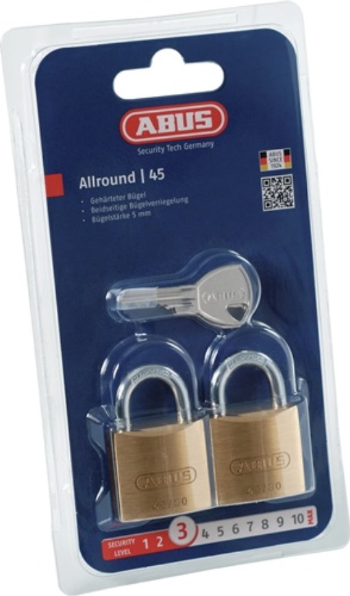 ABUS 11821 Zylindervorhangschloss 45/30 Twins B/SB Schlosskörperbreite 29 mm Mes