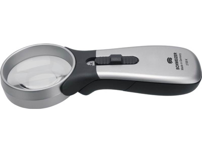 SCHWEIZER 90442 Handleuchtlupe Tech-Line CLASSIC Vergrößerung 4x LED Linsen-D. 5