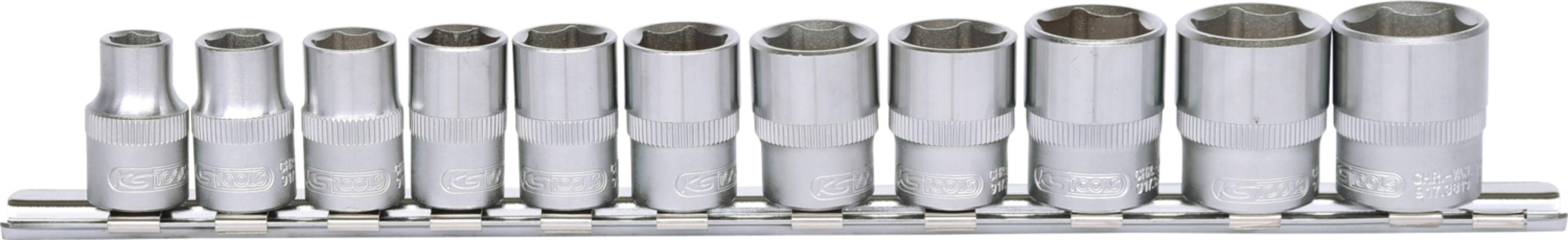 KS Tools 911.0608 3/8'' CLASSIC Sechskant-Stecknuss-Satz, 11-tlg. 8-19mm