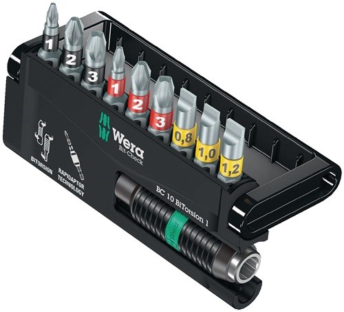 WERA 05057420001 Bitsortiment Bit-Check 12 BiTorsion 1 12-teilig PH/PZD/TX