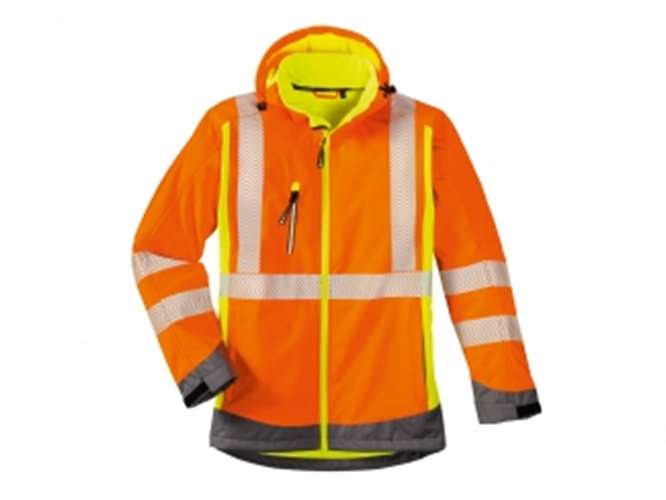 4PROTECT® Warnschutz-Softshelljacke HOUSTON leuchtorange/le-gelb/grau 3470_L