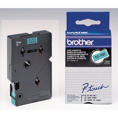 P-touch Schriftbandkassette TC701 12mmx7,7m laminiert sw auf gn