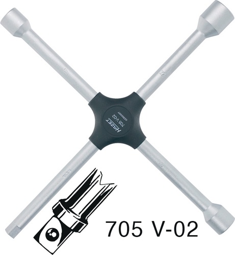 HAZET 705V-02 Kreuzschlüssel 705V-02 17 x 19 x 22 x 12,5(1/2Zoll 4-kant) L380 mm