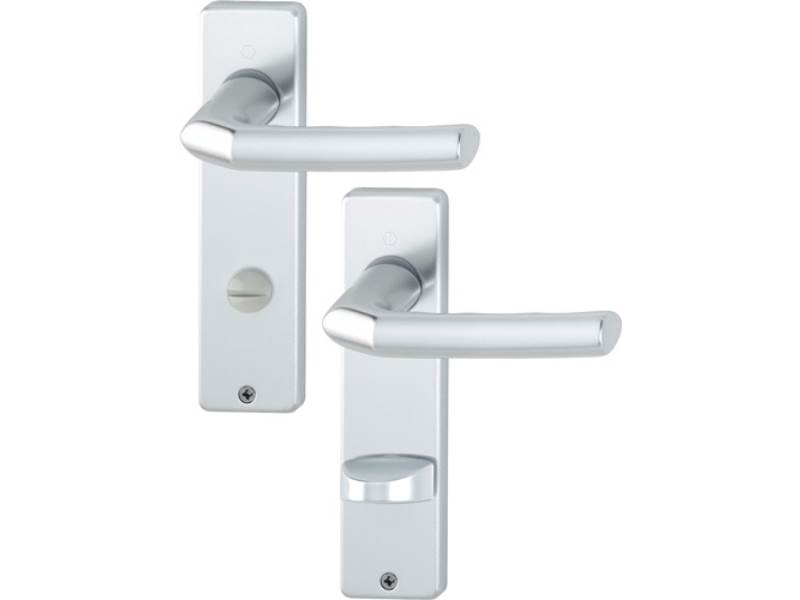 HOPPE 2566358 Kurzschildgarnitur Birmingham 1117/202KP Aluminium F1 SK/OL eckig
