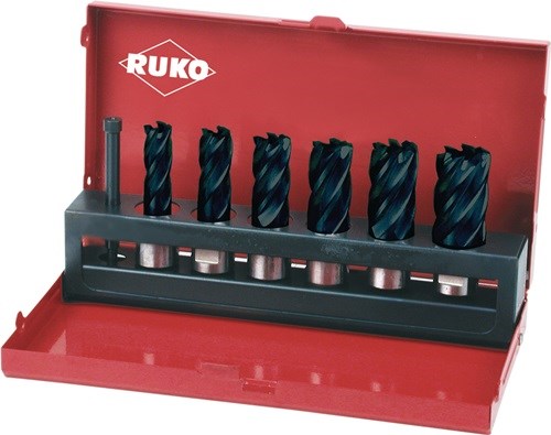 RUKO 108820F Kernbohrer-Satz  7 teilig Ø 12-14-16-18-20-22 mm HSS TiAlN-beschich