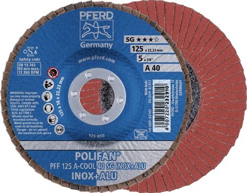 PFERD TOOLS 67656125 Fächerscheibe POLIFAN A-COOL SG INOX+ALU Ø 125 mm Körnung 6