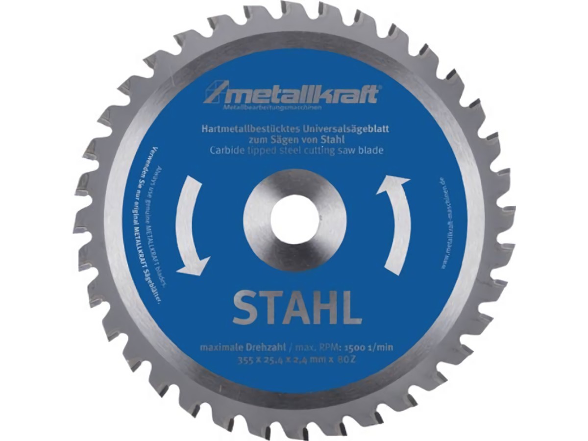 METALLKRAFT 3853504 Metallkreissägeblatt Stahl Sägeblatt-D. 355 mm Breite 2,4 mm