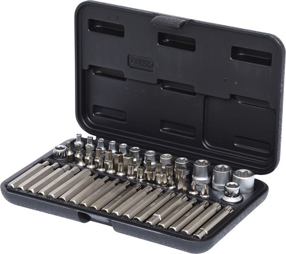 KS Tools 911.4305 1/4''+3/8''+1/2'' Torx-Steckschlüssel- und Bit-Satz, 57-tlg.