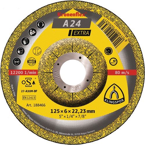 KLINGSPOR 13447 Schruppscheibe A 24 Extra D230xS6mm gekröpft Stahl Bohrung 22,23