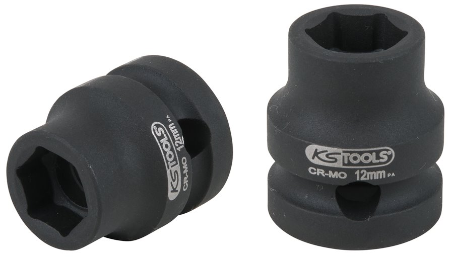 KS Tools 515.0058 1/2 Sechskant-Kraft-Stecknuss, extra kurz, 12,0 mm