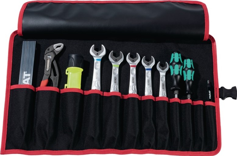 PARAT 5990827991 Werkzeugrolltasche  12 Fächer B540xH330mm Nylon schwarz/rot