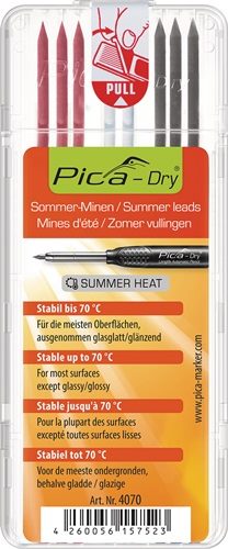 PICA 4070 Minen-Set Pica-Dry 3x graphit, 3x rot, 2x weiß bis 70 ° stabil