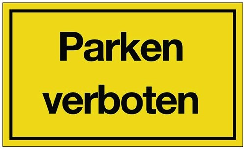 Hinweiszeichen Parken verboten L250xB150 mm gelb schwarz Kunststoff