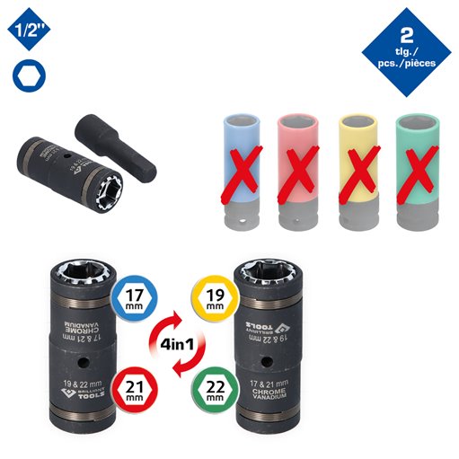 Brilliant Tools  BT691011 4in1 Kraft-Stecknuss-Satz, 2-tlg