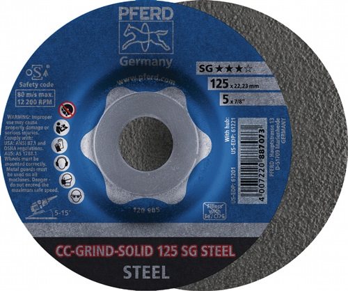 PFERD TOOLS 64185125 Schleifscheibe CC-GRIND-SOLID SG STEEL D125xSmm gekröpft St