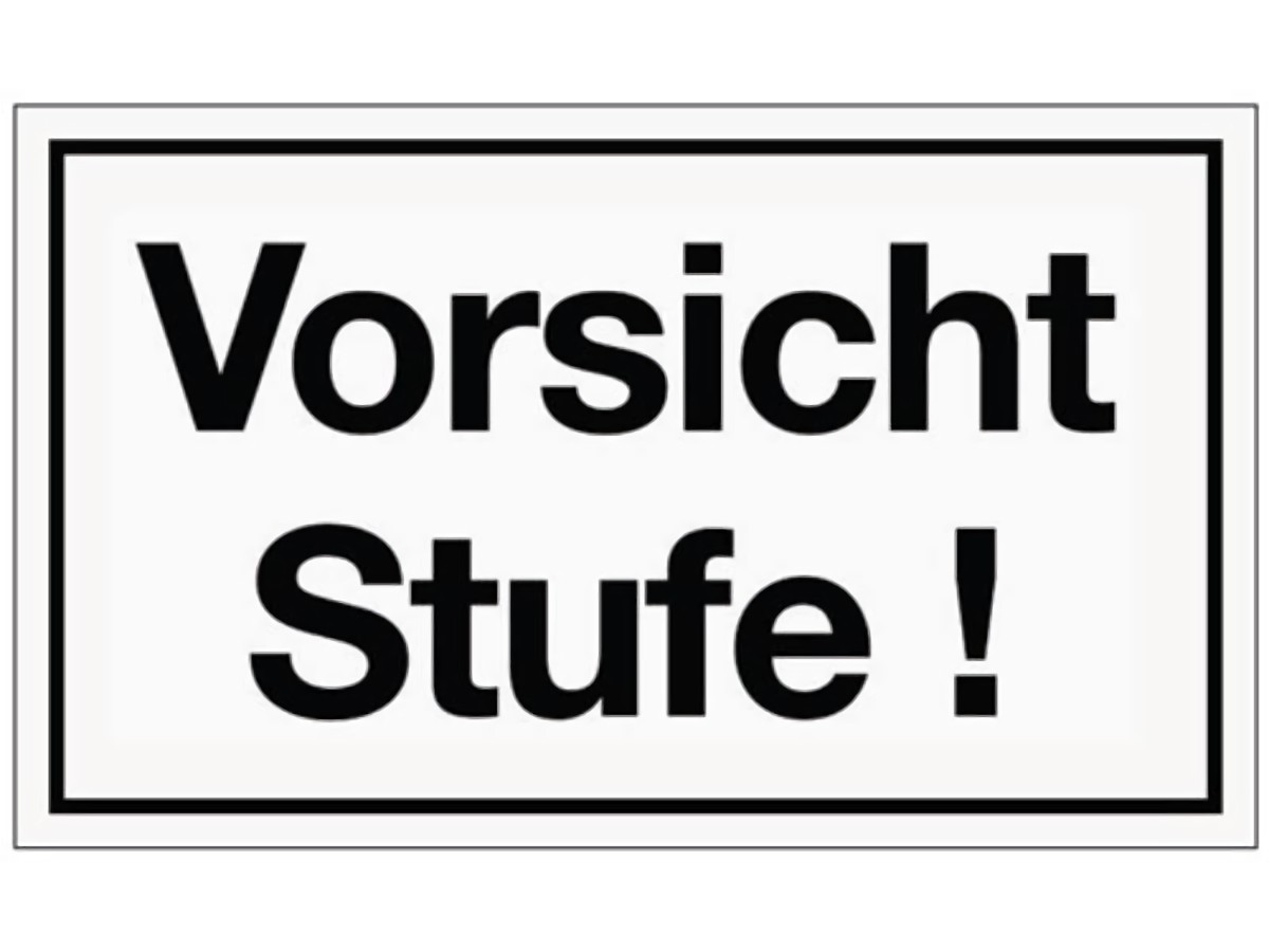 Hinweiszeichen Vorsicht Stufe Kunststoffschild L250xB150 mm weiß schwarz Kunst