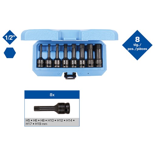 Brilliant Tools  BT022615 1/2'' Kraft-Bit-Stecknuss-Satz, Innensechskant, 8-tlg,