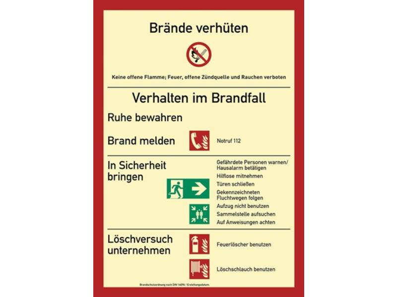 Brandschutzzeichen L210xB297 mm Brandschutzordnung Folie