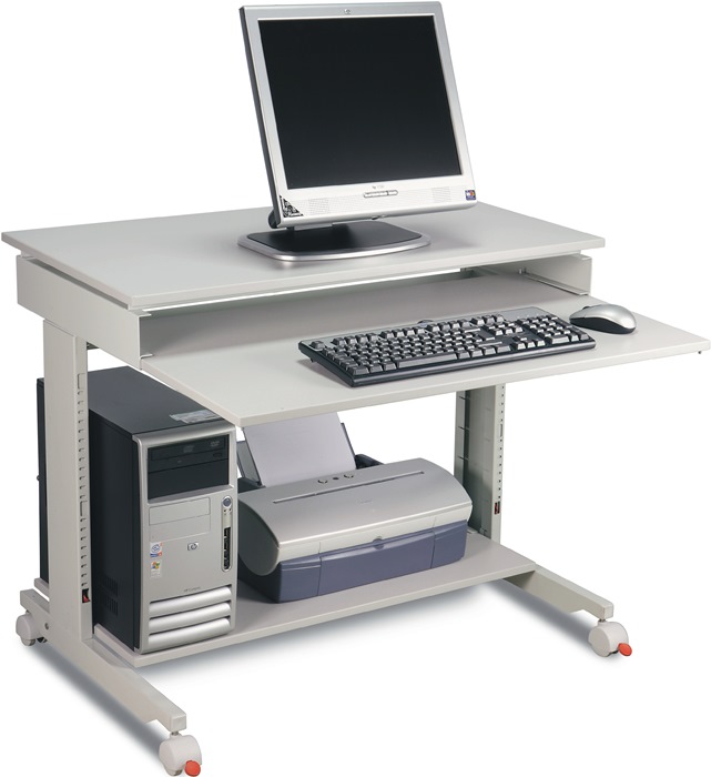 6810-9 PC-Arbeitstisch H720-1100xB900xT500mm lichtgrau, RAL 7035 fahrbar