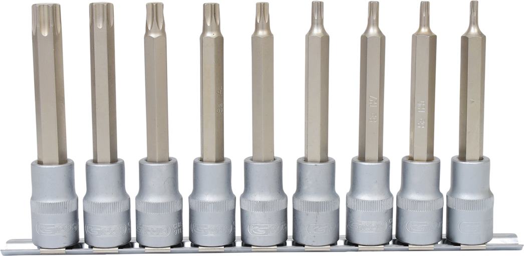KS Tools 911.1520 1/2'' Bit-Stecknuss-Satz Torx, lang, 9-tlg., T20-T60