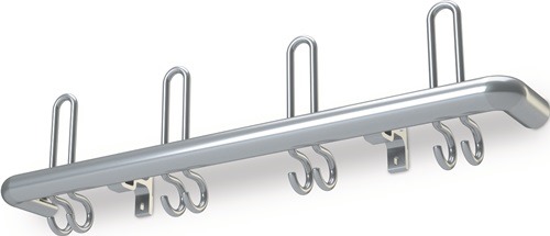 Wandgarderobe Aluminium F1 naturfarbig 3 Hut-/6 Mantelhaken Länge 600 mm Haken
