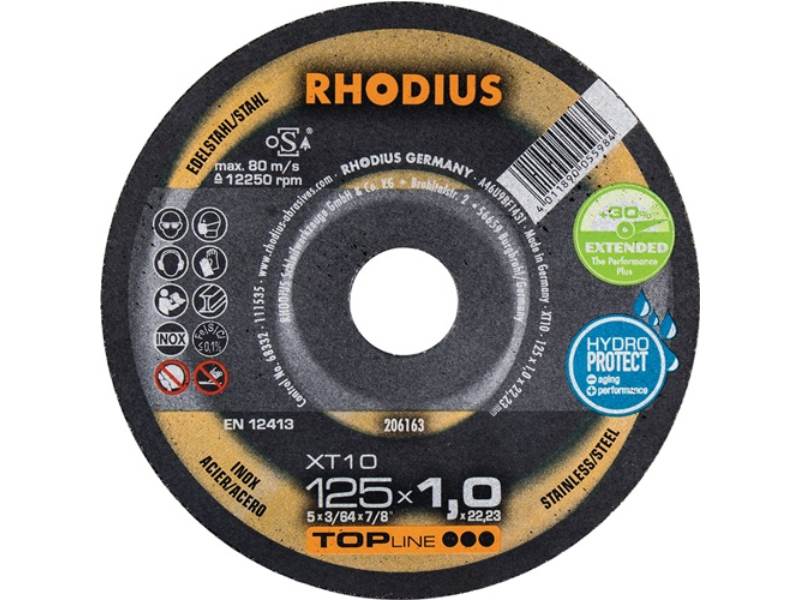 RHODIUS 206263 Trennscheibe XT10 D230x1,9mm gekröpft INOX Bohrung 22,23 mm