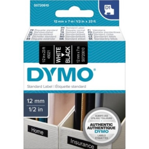 DYMO Schriftbandkassette D1 S0720610 12mmx7m ws auf sw