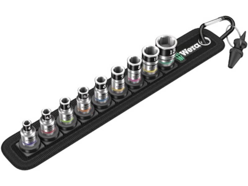 WERA 05003880001 Steckschlüssel-Satz Belt 1 10-teilig 1/4 '' 4 - 13 mm für Außen