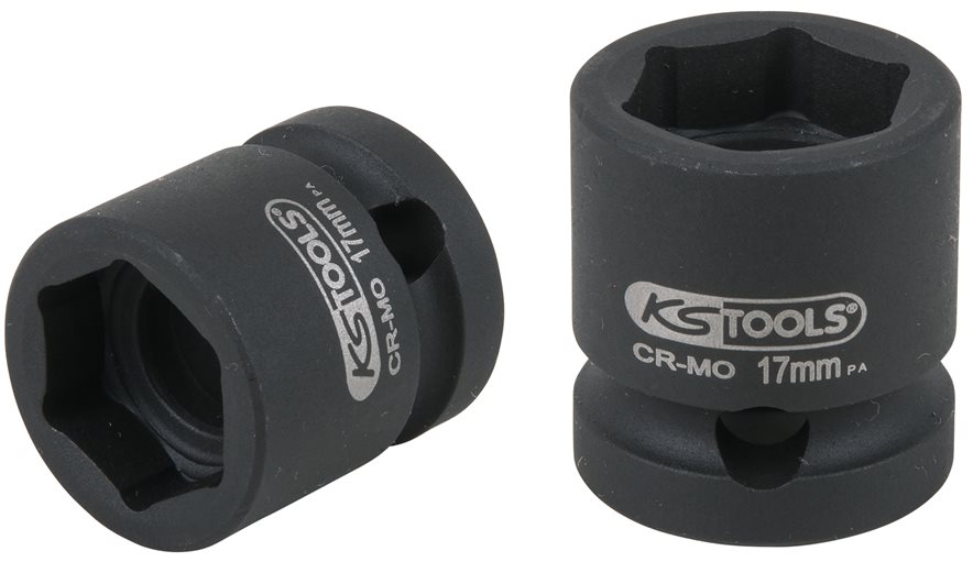 KS Tools 515.0064 1/2 Sechskant-Kraft-Stecknuss, extra kurz, 17,0 mm