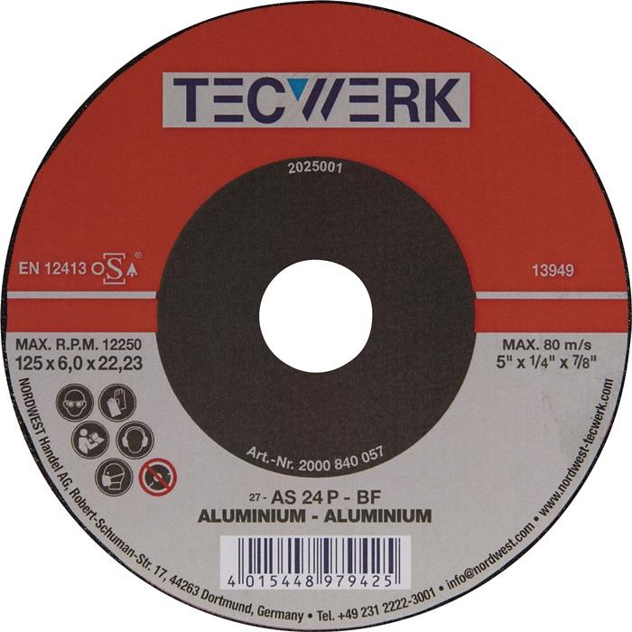 TECWERK 2000840057 Schruppscheibe D125xS6mm gekr.Alu.Bohr.22,23mm TECWERK 200084