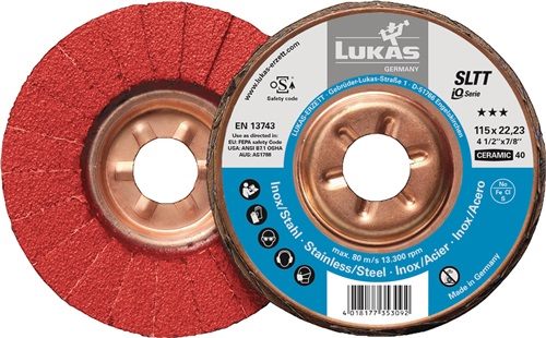 LUKAS A27201250600050 Fächerscheibe SLTT Ceramic D. 125 mm Körnung 60 flach INOX