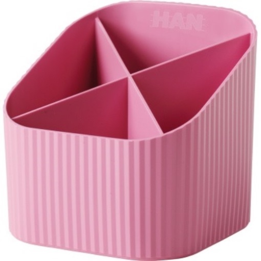 HAN 17238-956 HAN Stifteköcher Re-X-LOOP 11,1 x 10,5 x 11,1 cm (B x H x T) 100 % Nachhaltiger Schreibtischköcher aus qualitativ hochwertigem · recyceltem Öko-Kunststoff · im formschönen Design sorgt für Ordnung auf dem Schreibtisch. Die 4 unterschiedlich