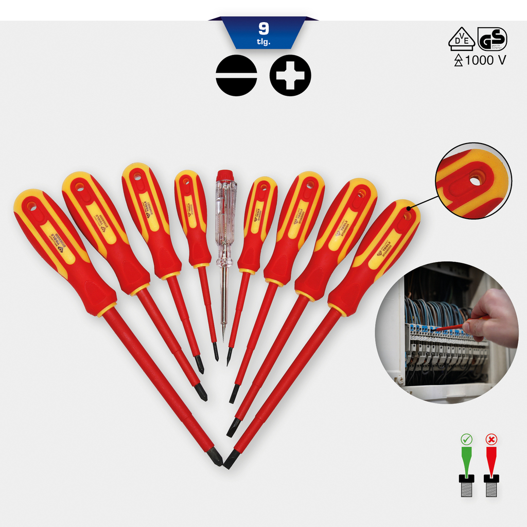 Brilliant Tools  BT068010 VDE Schraubendreher-Satz, 9-tlg, Schlitz und PH
